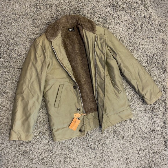 NWT Vintage Military N-1 Deck Jacket Coat Original Goverment Pile Alpaca Wool 36